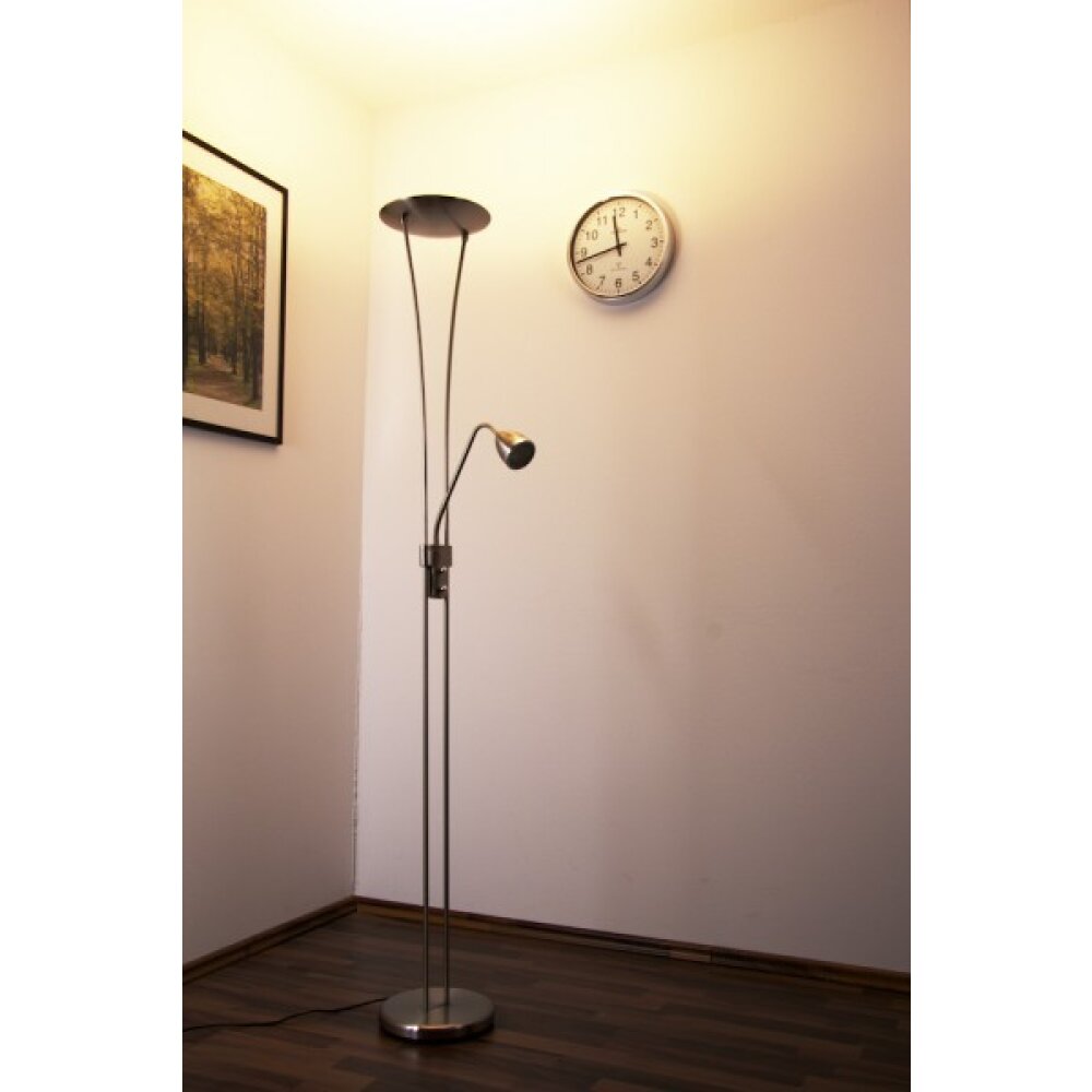 Trio Leuchten ARIZONA Deckenfluter LED Chrom, Edelstahl, Nickel-Matt, 1-flammig