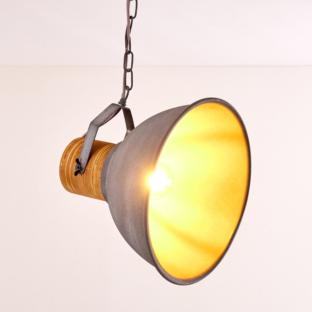 Kinzua Hängeleuchte Grau, Holz hell, Steinoptik, 1-flammig