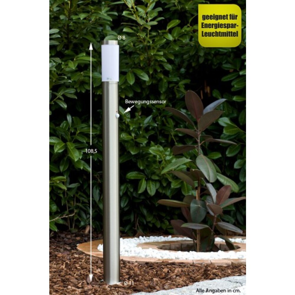 Massive myGarden UTRECHT Wegeleuchte Edelstahl, Weiß, 1-flammig, Bewegungsmelder main product photo
