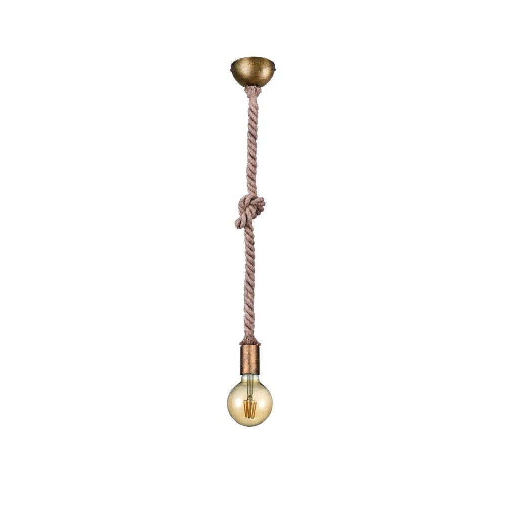 Trio Leuchten CORD Pendelleuchte Braun, Messing, 1-flammig main product photo