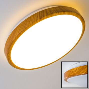 Sora Wood Deckenlampe LED Holz hell, Weiß, 1-flammig